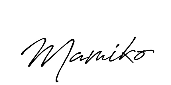 Make a beautiful signature design for name Mamiko. With this signature (Antro_Vectra_Bolder) style, you can create a handwritten signature for free. Mamiko signature style 7 images and pictures png