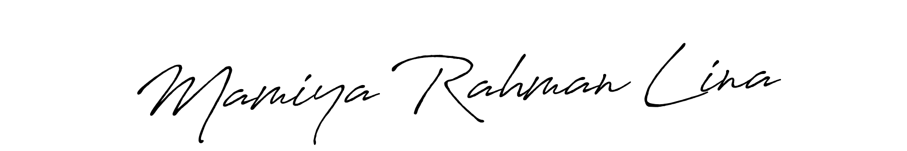 Create a beautiful signature design for name Mamiya Rahman Lina. With this signature (Antro_Vectra_Bolder) fonts, you can make a handwritten signature for free. Mamiya Rahman Lina signature style 7 images and pictures png