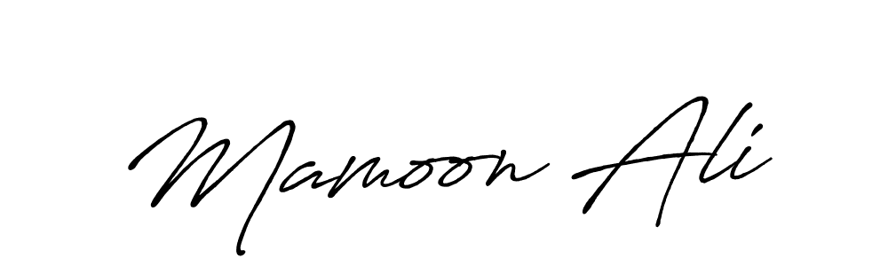 Make a beautiful signature design for name Mamoon Ali. With this signature (Antro_Vectra_Bolder) style, you can create a handwritten signature for free. Mamoon Ali signature style 7 images and pictures png