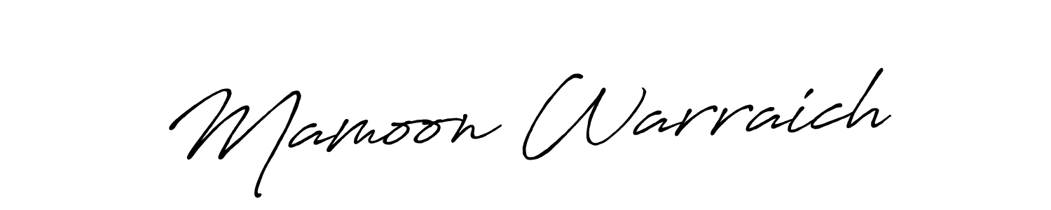 Create a beautiful signature design for name Mamoon Warraich. With this signature (Antro_Vectra_Bolder) fonts, you can make a handwritten signature for free. Mamoon Warraich signature style 7 images and pictures png