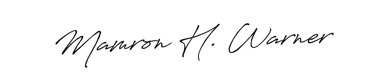 Use a signature maker to create a handwritten signature online. With this signature software, you can design (Antro_Vectra_Bolder) your own signature for name Mamron H. Warner. Mamron H. Warner signature style 7 images and pictures png