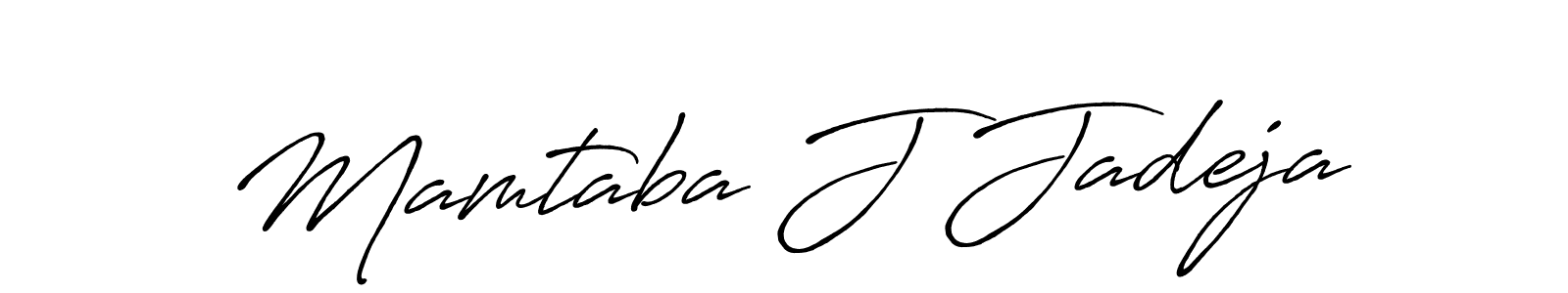 Create a beautiful signature design for name Mamtaba J Jadeja. With this signature (Antro_Vectra_Bolder) fonts, you can make a handwritten signature for free. Mamtaba J Jadeja signature style 7 images and pictures png