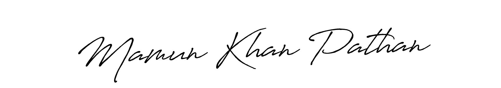 Make a beautiful signature design for name Mamun Khan Pathan. With this signature (Antro_Vectra_Bolder) style, you can create a handwritten signature for free. Mamun Khan Pathan signature style 7 images and pictures png