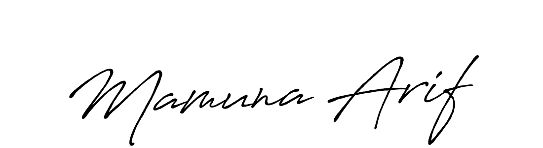 How to make Mamuna Arif name signature. Use Antro_Vectra_Bolder style for creating short signs online. This is the latest handwritten sign. Mamuna Arif signature style 7 images and pictures png
