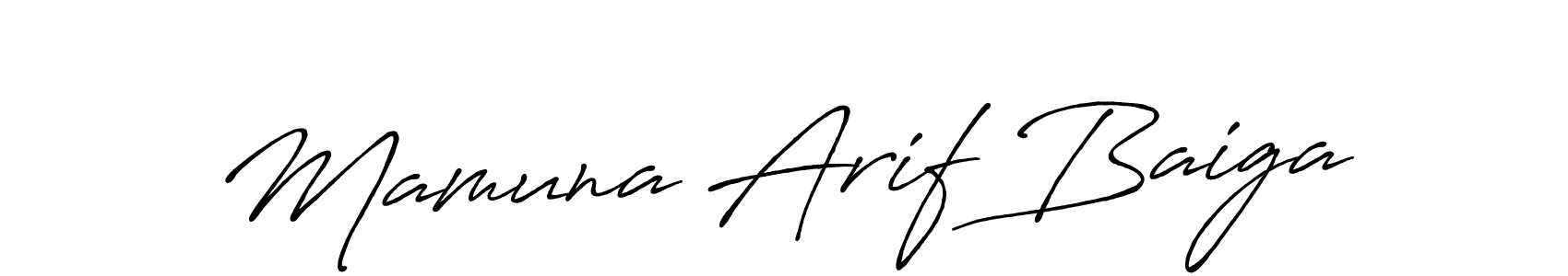 The best way (Antro_Vectra_Bolder) to make a short signature is to pick only two or three words in your name. The name Mamuna Arif Baiga include a total of six letters. For converting this name. Mamuna Arif Baiga signature style 7 images and pictures png