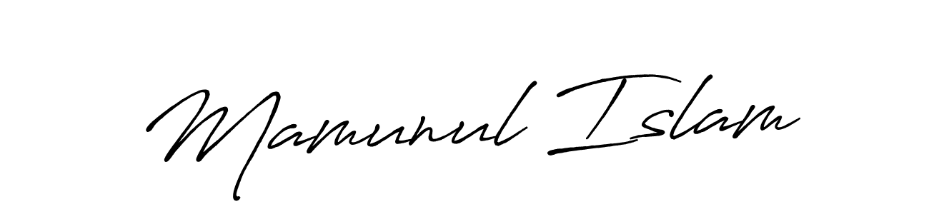 Design your own signature with our free online signature maker. With this signature software, you can create a handwritten (Antro_Vectra_Bolder) signature for name Mamunul Islam. Mamunul Islam signature style 7 images and pictures png