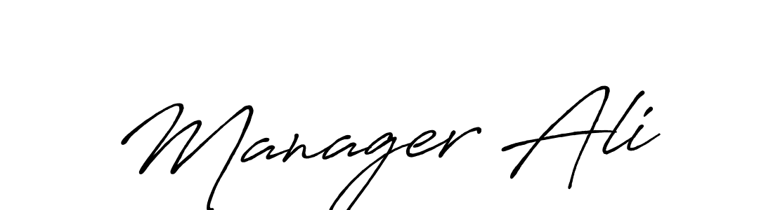 Create a beautiful signature design for name Manager Ali. With this signature (Antro_Vectra_Bolder) fonts, you can make a handwritten signature for free. Manager Ali signature style 7 images and pictures png