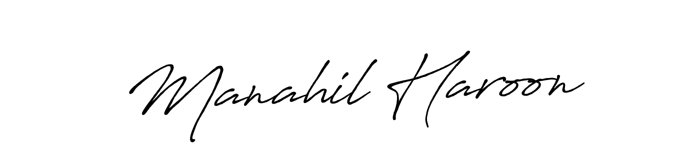 if you are searching for the best signature style for your name Manahil Haroon. so please give up your signature search. here we have designed multiple signature styles  using Antro_Vectra_Bolder. Manahil Haroon signature style 7 images and pictures png