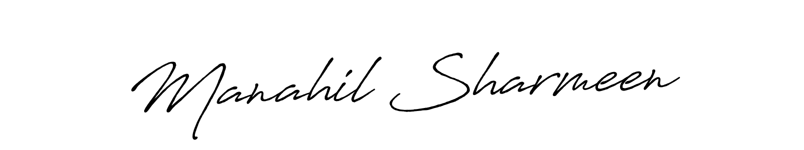 This is the best signature style for the Manahil Sharmeen name. Also you like these signature font (Antro_Vectra_Bolder). Mix name signature. Manahil Sharmeen signature style 7 images and pictures png