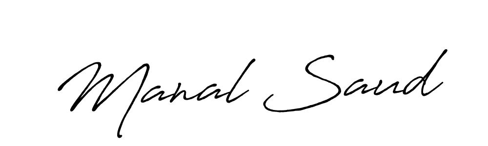 Create a beautiful signature design for name Manal Saud. With this signature (Antro_Vectra_Bolder) fonts, you can make a handwritten signature for free. Manal Saud signature style 7 images and pictures png