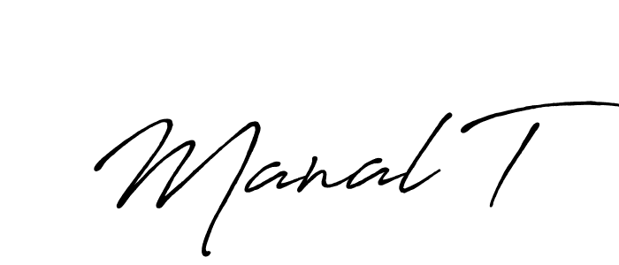 Create a beautiful signature design for name Manal T. With this signature (Antro_Vectra_Bolder) fonts, you can make a handwritten signature for free. Manal T signature style 7 images and pictures png