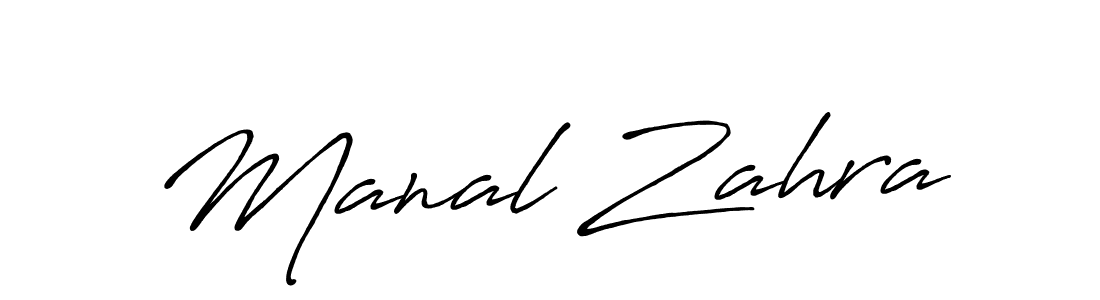 Design your own signature with our free online signature maker. With this signature software, you can create a handwritten (Antro_Vectra_Bolder) signature for name Manal Zahra. Manal Zahra signature style 7 images and pictures png