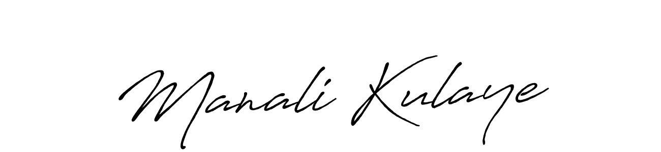 How to make Manali Kulaye name signature. Use Antro_Vectra_Bolder style for creating short signs online. This is the latest handwritten sign. Manali Kulaye signature style 7 images and pictures png