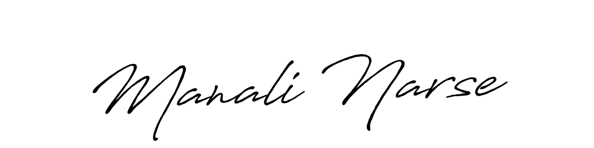 How to make Manali Narse name signature. Use Antro_Vectra_Bolder style for creating short signs online. This is the latest handwritten sign. Manali Narse signature style 7 images and pictures png