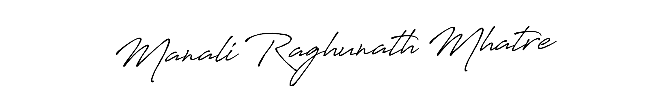 How to make Manali Raghunath Mhatre name signature. Use Antro_Vectra_Bolder style for creating short signs online. This is the latest handwritten sign. Manali Raghunath Mhatre signature style 7 images and pictures png