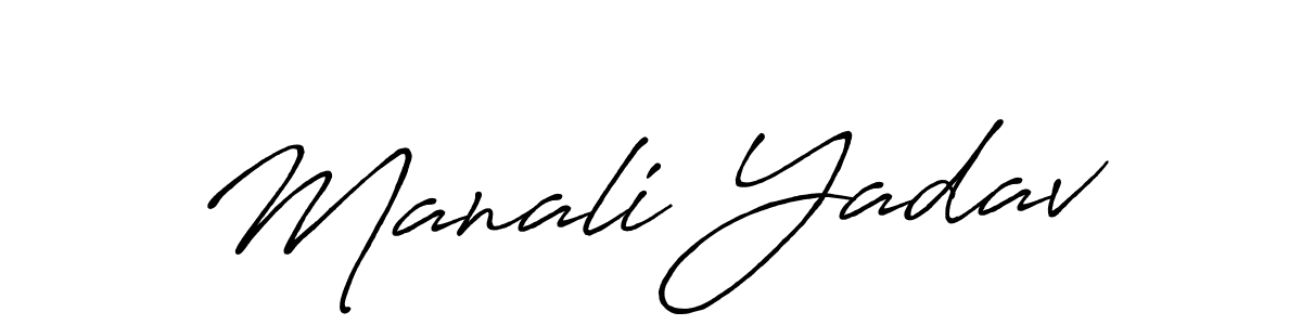 Make a beautiful signature design for name Manali Yadav. With this signature (Antro_Vectra_Bolder) style, you can create a handwritten signature for free. Manali Yadav signature style 7 images and pictures png