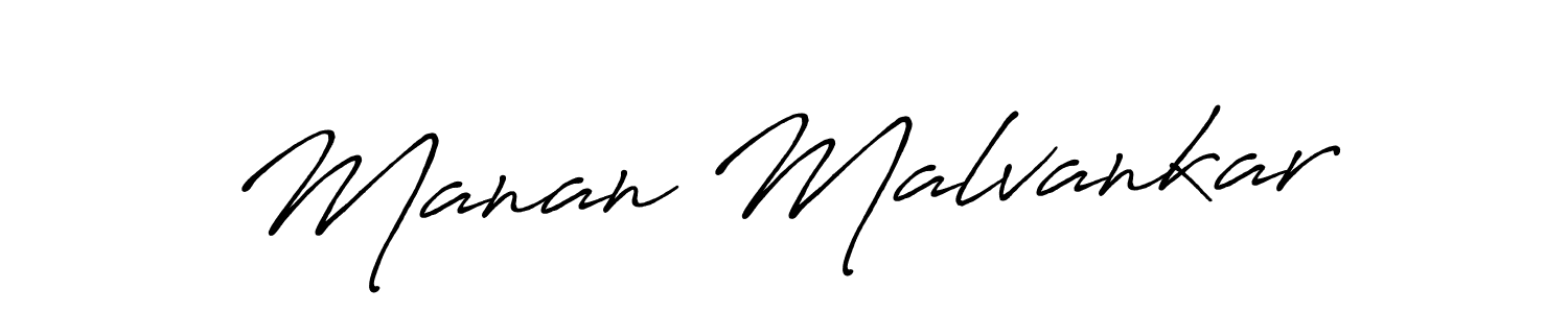 Make a beautiful signature design for name Manan Malvankar. With this signature (Antro_Vectra_Bolder) style, you can create a handwritten signature for free. Manan Malvankar signature style 7 images and pictures png