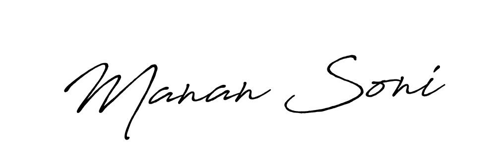Design your own signature with our free online signature maker. With this signature software, you can create a handwritten (Antro_Vectra_Bolder) signature for name Manan Soni. Manan Soni signature style 7 images and pictures png