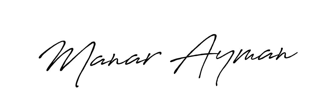 Make a beautiful signature design for name Manar Ayman. With this signature (Antro_Vectra_Bolder) style, you can create a handwritten signature for free. Manar Ayman signature style 7 images and pictures png