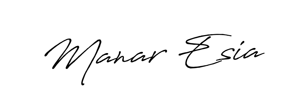 How to make Manar Esia name signature. Use Antro_Vectra_Bolder style for creating short signs online. This is the latest handwritten sign. Manar Esia signature style 7 images and pictures png