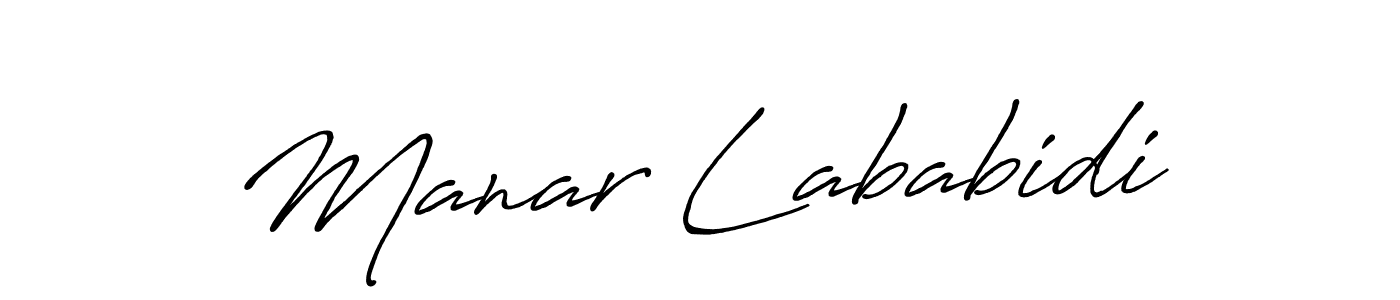 How to make Manar Lababidi name signature. Use Antro_Vectra_Bolder style for creating short signs online. This is the latest handwritten sign. Manar Lababidi signature style 7 images and pictures png