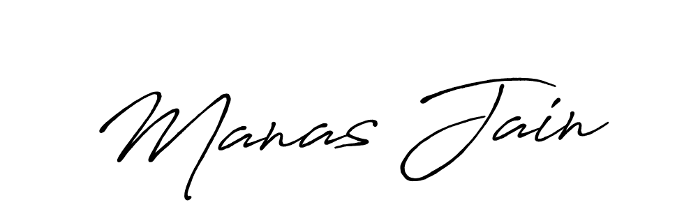 Make a beautiful signature design for name Manas Jain. With this signature (Antro_Vectra_Bolder) style, you can create a handwritten signature for free. Manas Jain signature style 7 images and pictures png