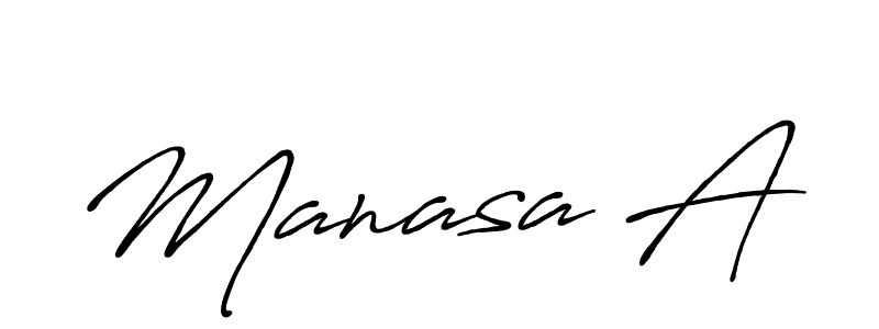 How to make Manasa A name signature. Use Antro_Vectra_Bolder style for creating short signs online. This is the latest handwritten sign. Manasa A signature style 7 images and pictures png