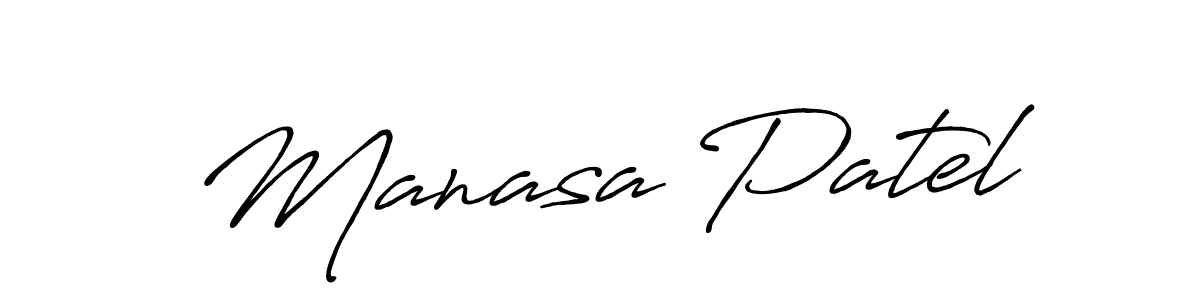 How to make Manasa Patel name signature. Use Antro_Vectra_Bolder style for creating short signs online. This is the latest handwritten sign. Manasa Patel signature style 7 images and pictures png