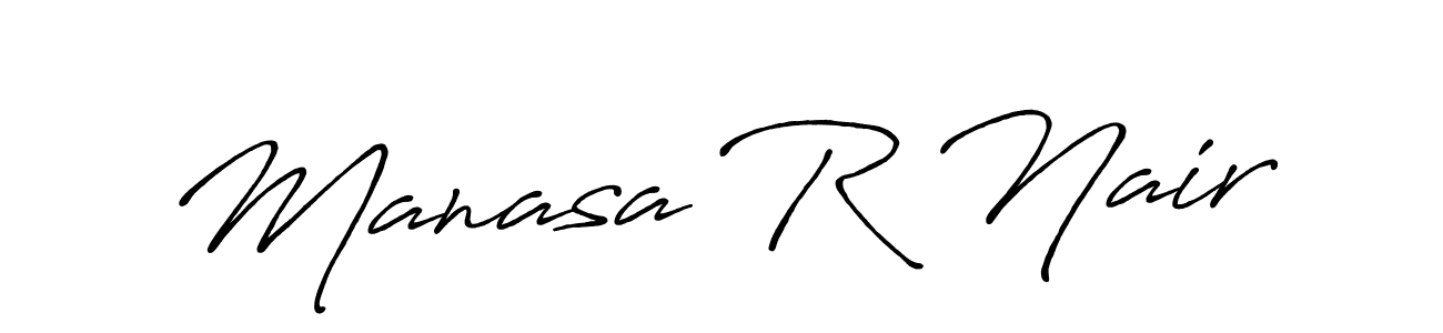 How to make Manasa R Nair name signature. Use Antro_Vectra_Bolder style for creating short signs online. This is the latest handwritten sign. Manasa R Nair signature style 7 images and pictures png