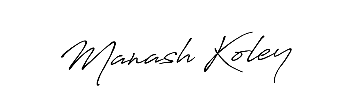 How to make Manash Koley name signature. Use Antro_Vectra_Bolder style for creating short signs online. This is the latest handwritten sign. Manash Koley signature style 7 images and pictures png