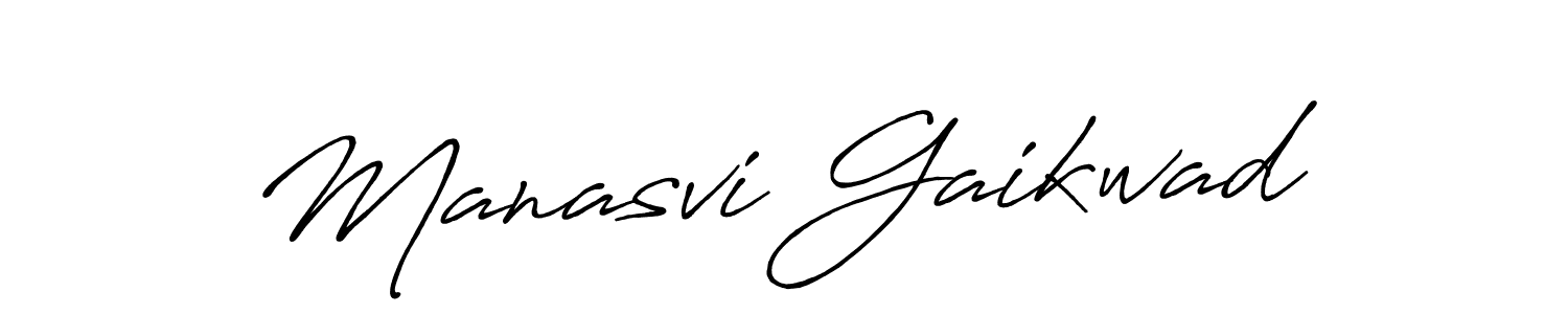 How to make Manasvi Gaikwad name signature. Use Antro_Vectra_Bolder style for creating short signs online. This is the latest handwritten sign. Manasvi Gaikwad signature style 7 images and pictures png