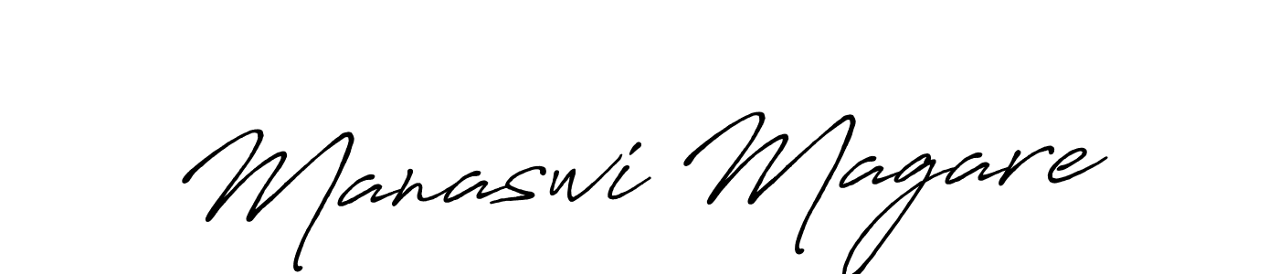 The best way (Antro_Vectra_Bolder) to make a short signature is to pick only two or three words in your name. The name Manaswi Magare include a total of six letters. For converting this name. Manaswi Magare signature style 7 images and pictures png