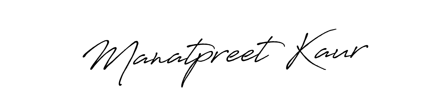 Make a beautiful signature design for name Manatpreet Kaur. With this signature (Antro_Vectra_Bolder) style, you can create a handwritten signature for free. Manatpreet Kaur signature style 7 images and pictures png