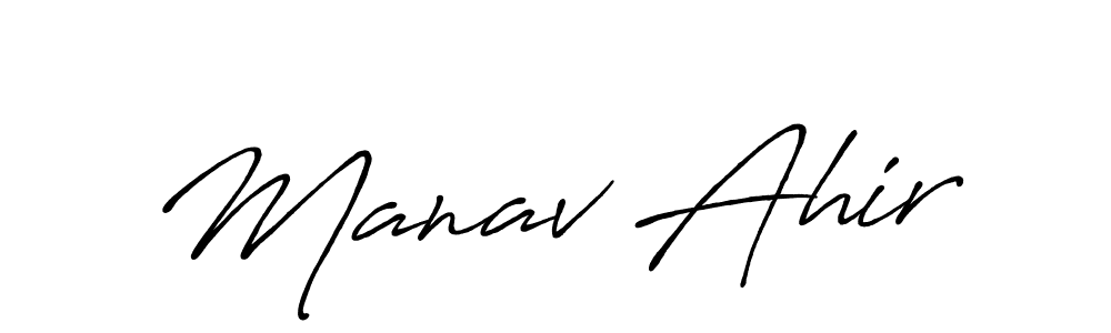 How to make Manav Ahir signature? Antro_Vectra_Bolder is a professional autograph style. Create handwritten signature for Manav Ahir name. Manav Ahir signature style 7 images and pictures png