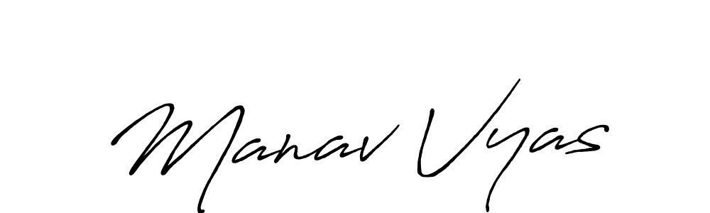 Manav Vyas stylish signature style. Best Handwritten Sign (Antro_Vectra_Bolder) for my name. Handwritten Signature Collection Ideas for my name Manav Vyas. Manav Vyas signature style 7 images and pictures png