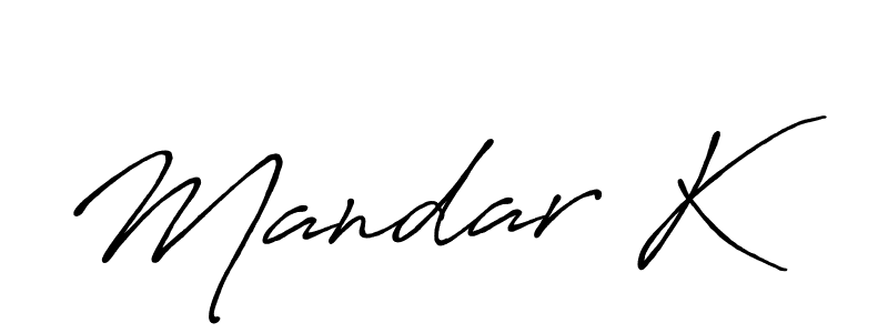 Design your own signature with our free online signature maker. With this signature software, you can create a handwritten (Antro_Vectra_Bolder) signature for name Mandar K. Mandar K signature style 7 images and pictures png