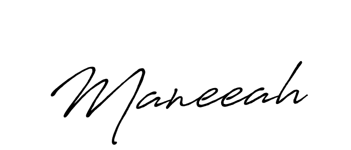 Use a signature maker to create a handwritten signature online. With this signature software, you can design (Antro_Vectra_Bolder) your own signature for name Maneeah. Maneeah signature style 7 images and pictures png