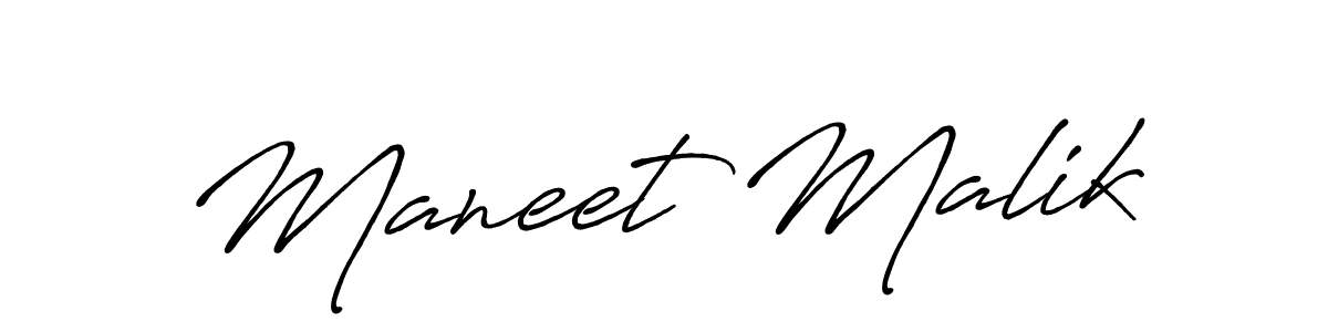 Maneet Malik stylish signature style. Best Handwritten Sign (Antro_Vectra_Bolder) for my name. Handwritten Signature Collection Ideas for my name Maneet Malik. Maneet Malik signature style 7 images and pictures png