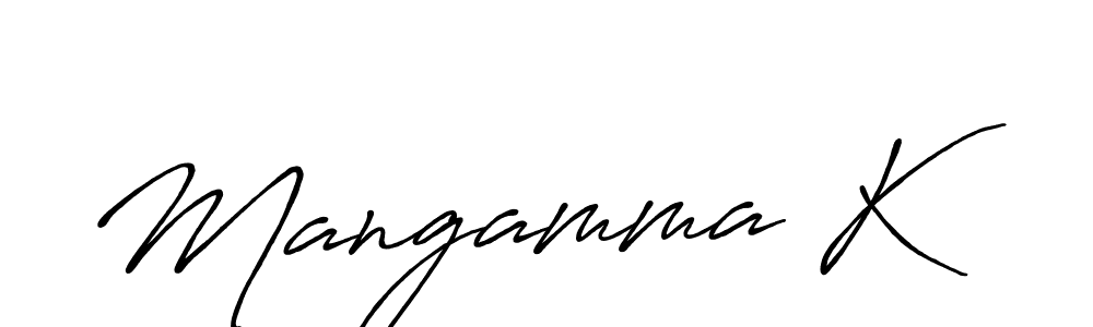 The best way (Antro_Vectra_Bolder) to make a short signature is to pick only two or three words in your name. The name Mangamma K include a total of six letters. For converting this name. Mangamma K signature style 7 images and pictures png