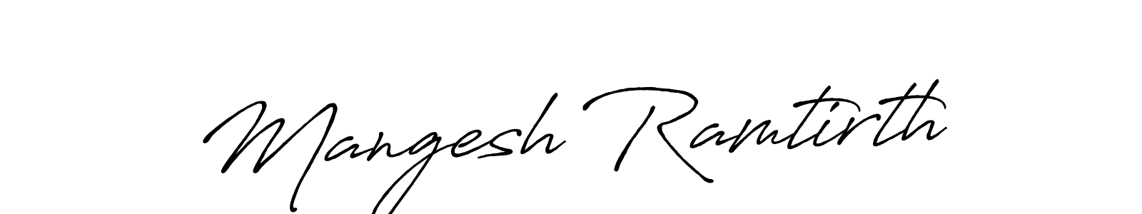 How to make Mangesh Ramtirth name signature. Use Antro_Vectra_Bolder style for creating short signs online. This is the latest handwritten sign. Mangesh Ramtirth signature style 7 images and pictures png