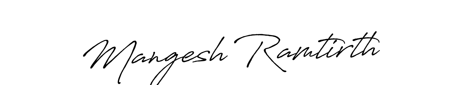 How to make Mangesh Ramtirth name signature. Use Antro_Vectra_Bolder style for creating short signs online. This is the latest handwritten sign. Mangesh Ramtirth signature style 7 images and pictures png