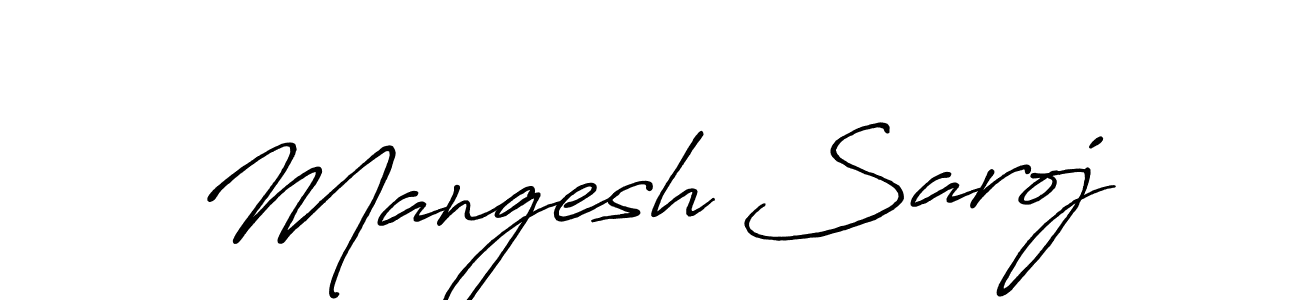 Create a beautiful signature design for name Mangesh Saroj. With this signature (Antro_Vectra_Bolder) fonts, you can make a handwritten signature for free. Mangesh Saroj signature style 7 images and pictures png