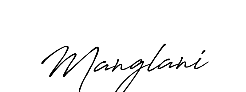 Make a beautiful signature design for name Manglani. With this signature (Antro_Vectra_Bolder) style, you can create a handwritten signature for free. Manglani signature style 7 images and pictures png