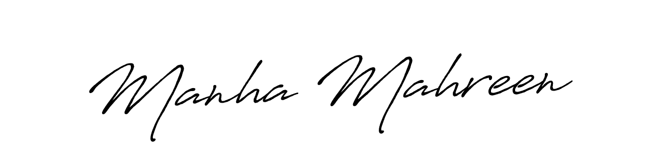 Create a beautiful signature design for name Manha Mahreen. With this signature (Antro_Vectra_Bolder) fonts, you can make a handwritten signature for free. Manha Mahreen signature style 7 images and pictures png