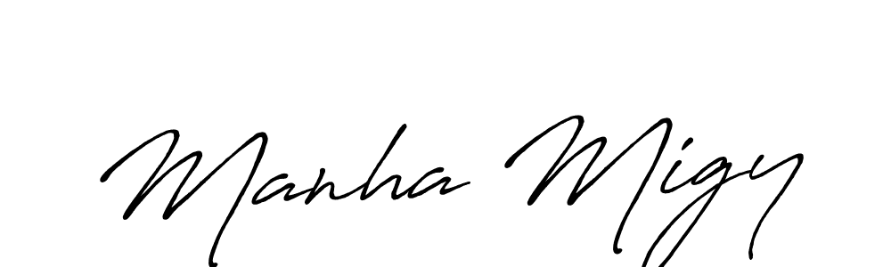 Similarly Antro_Vectra_Bolder is the best handwritten signature design. Signature creator online .You can use it as an online autograph creator for name Manha Migy. Manha Migy signature style 7 images and pictures png