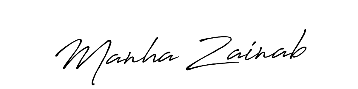 Make a beautiful signature design for name Manha Zainab. Use this online signature maker to create a handwritten signature for free. Manha Zainab signature style 7 images and pictures png