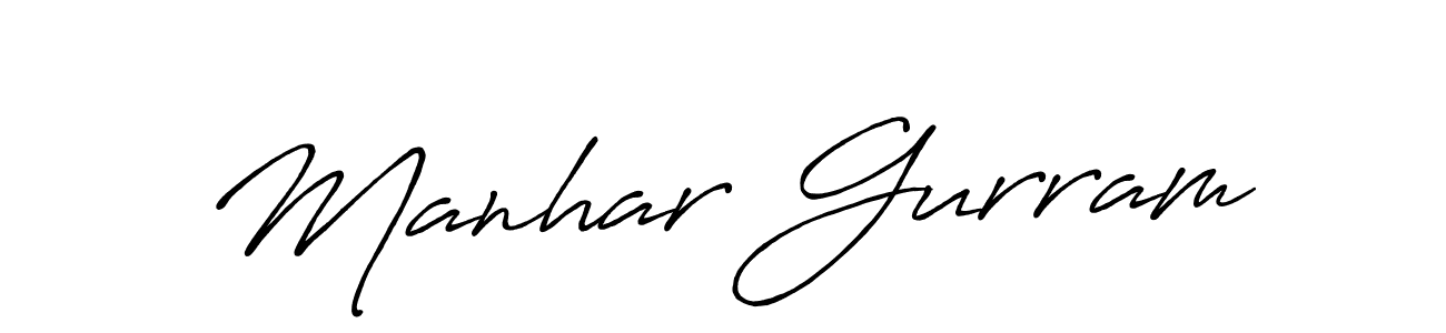 if you are searching for the best signature style for your name Manhar Gurram. so please give up your signature search. here we have designed multiple signature styles  using Antro_Vectra_Bolder. Manhar Gurram signature style 7 images and pictures png