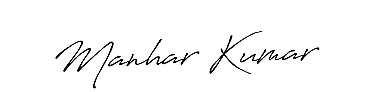 Make a beautiful signature design for name Manhar Kumar. With this signature (Antro_Vectra_Bolder) style, you can create a handwritten signature for free. Manhar Kumar signature style 7 images and pictures png