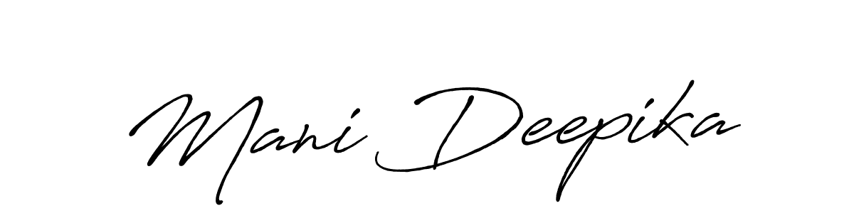 Use a signature maker to create a handwritten signature online. With this signature software, you can design (Antro_Vectra_Bolder) your own signature for name Mani Deepika. Mani Deepika signature style 7 images and pictures png