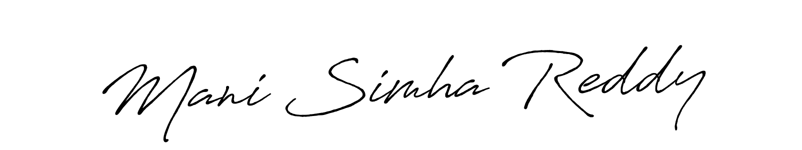 How to make Mani Simha Reddy name signature. Use Antro_Vectra_Bolder style for creating short signs online. This is the latest handwritten sign. Mani Simha Reddy signature style 7 images and pictures png